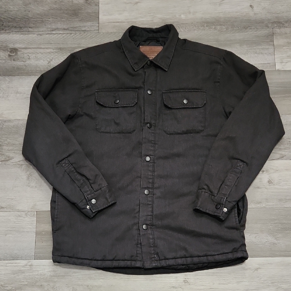 Rugged Elements Black Denim Quilted Jacket Polyester Fill Insulated Mens Large